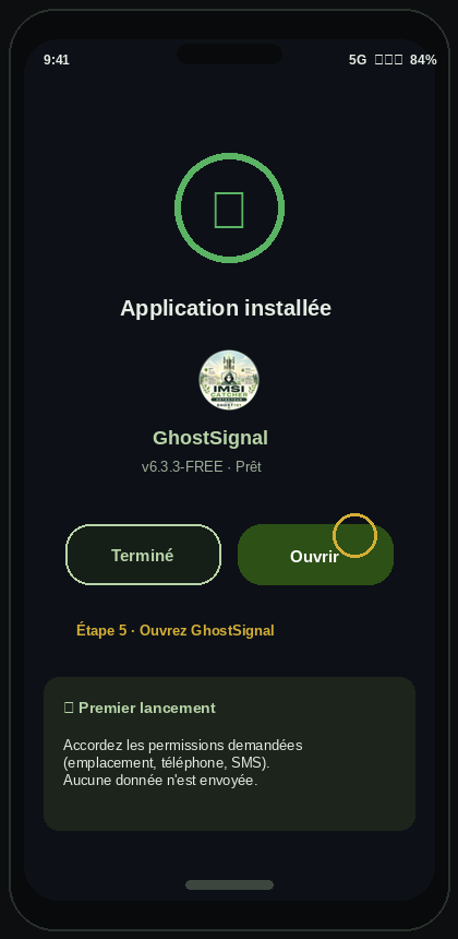 Étape 5 — Application installée, bouton Ouvrir